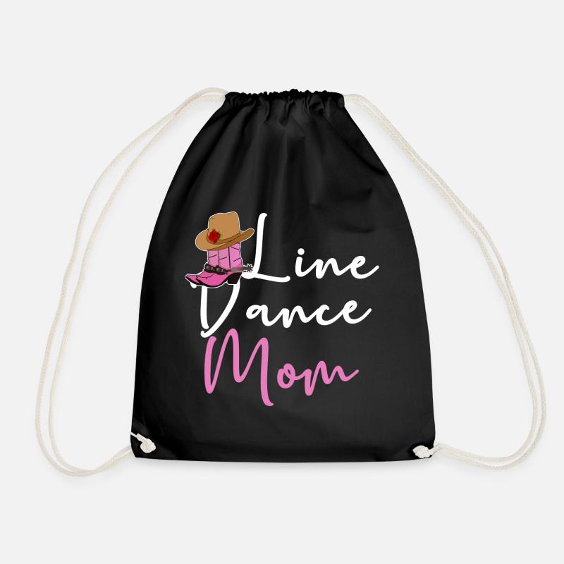 Line Dance Mom Line Dancing Country Music Saying - Drawstring Bag - black