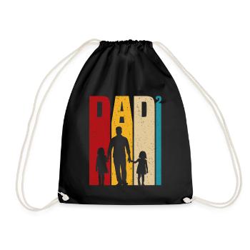 Father of two daughters gift dad daughters - Drawstring Bag - black - Front