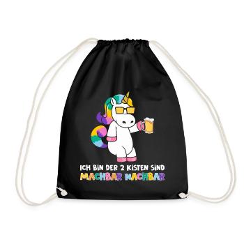 2 Kisten sind machbar Einhorn Bier Saufen - Turnbeutel - Schwarz - Vorne