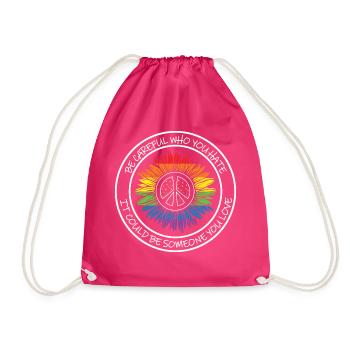 LBGT Flag Gay Pride Human - Drawstring Bag - fuchsia - Front