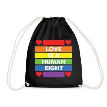 LBGT Flag Gay Pride Human Love Human Right - Drawstring Bag - black - Front