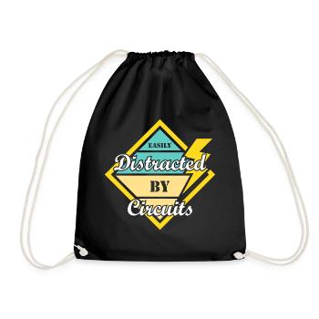 Distracted by Circuits Electro Worker Engineer - Drawstring Bag - black - Front
