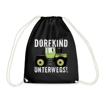 Dorfkind unterwegs - Unimog - MB Trac - Oldtimer - Turnbeutel - Schwarz - Vorne
