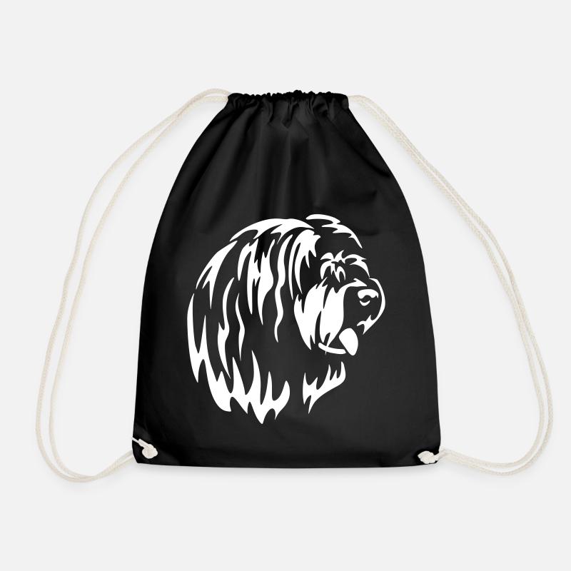 Bearded Collie Head "Black Edition" - Drawstring Bag - black
