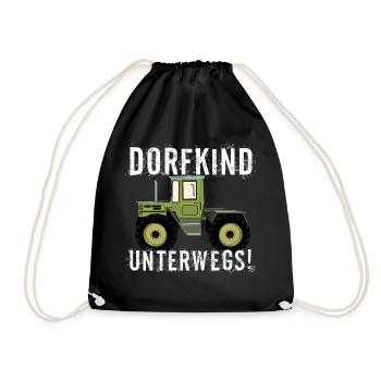 Dorfkind unterwegs - Unimog - MB Trac - Oldtimer - Turnbeutel - Schwarz - Vorne