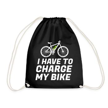 Ich muss mein Fahrrad aufladen E-Bike Elektro-Moun - Turnbeutel - Schwarz - Vorne