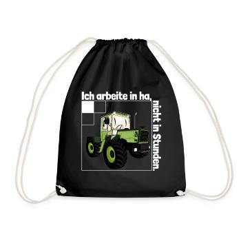 Ich arbeite in Hektar - Lohnarbeit Bauer MB Trac - Turnbeutel - Schwarz - Vorne