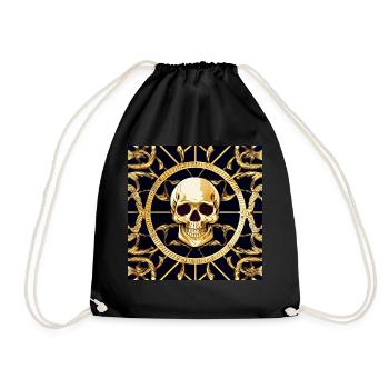 Gold Skull - Drawstring Bag - black - Front