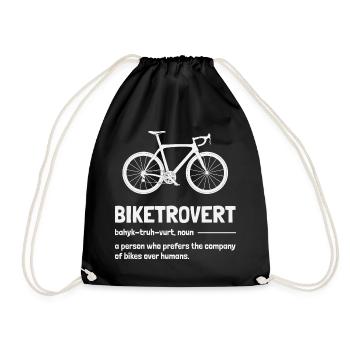 Biketrovert Funny Cycling Quote Introvert Cyclist - Drawstring Bag - black - Front