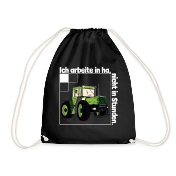 Ich arbeite in Hektar - Lohnarbeit Bauer MB Trac - Turnbeutel - Schwarz - Vorne