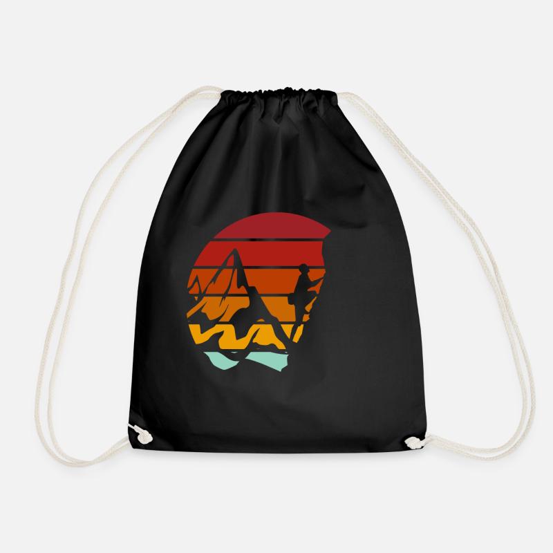 Mountain Climbing - Drawstring Bag - black