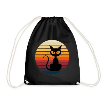 Lustiger Katzen-Sonnenuntergang - Turnbeutel - Schwarz - Vorne