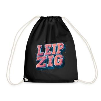 Leipzig Germany City Font Vintage Retro - Drawstring Bag - black - Front