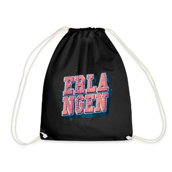 Erlangen Germany City Font Vintage Retro - Drawstring Bag - black - Front