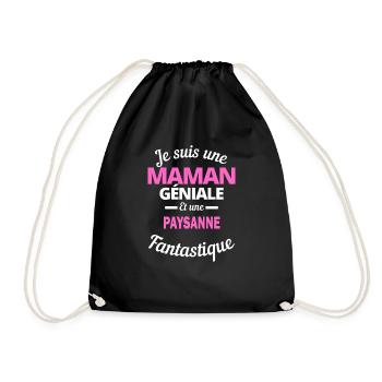 Je suis une Maman géniale Et une paysanne - Sac de sport léger - noir - Devant