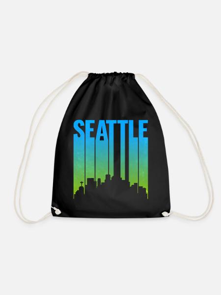 Seattle Neon Skyline Kunstdruck - Turnbeutel - Schwarz