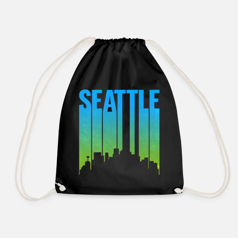 Seattle Neon Skyline Kunstdruck - Turnbeutel - Schwarz