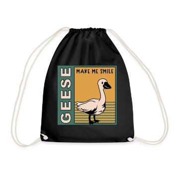 Oies Make Me Smile : oiseau mignon, oie naturelle - Sac de sport léger - noir - Devant
