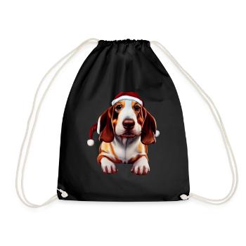 Basset Hound Christmas - Drawstring Bag - black - Front