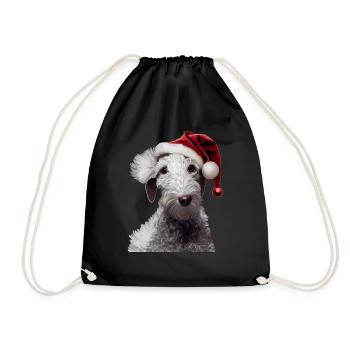 Bedlington Terrier Christmas - Drawstring Bag - black - Front