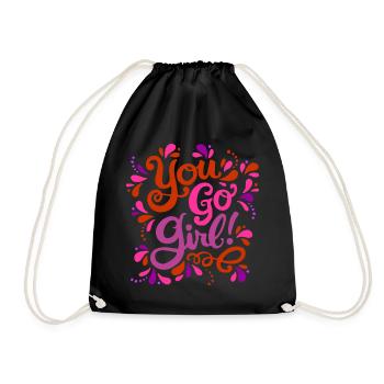 Girl Power Red Pink Purple - Drawstring Bag - black - Front