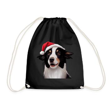Border Collie Christmas - Drawstring Bag - black - Front