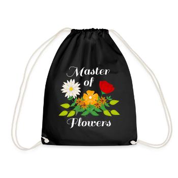 Lustiges Sprichwort „Meister der Blumen“, - Turnbeutel - Schwarz - Vorne