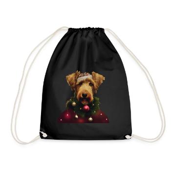 Airedale Terrier Weihnachten - Turnbeutel - Schwarz - Vorne