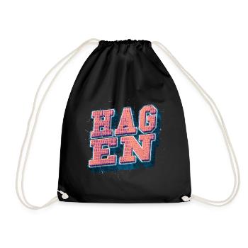 Hagen Germany City Font Vintage Retro - Drawstring Bag - black - Front