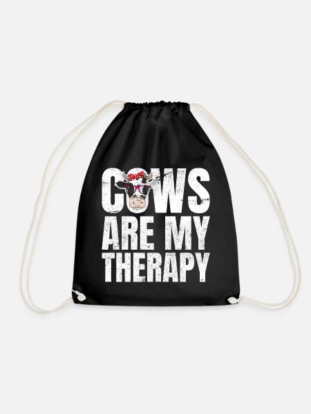 Cows Are My Therapy Kühe Bauer Landwirt - Turnbeutel - Schwarz