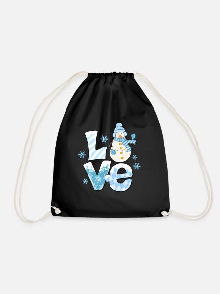 Love - Winter Design - Drawstring Bag - black