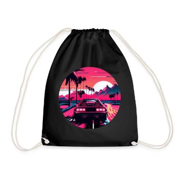 Retrowave Synthwave 80s Design - Turnbeutel - Schwarz - Vorne