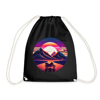 Retrowave Synthwave 80s Design - Turnbeutel - Schwarz - Vorne
