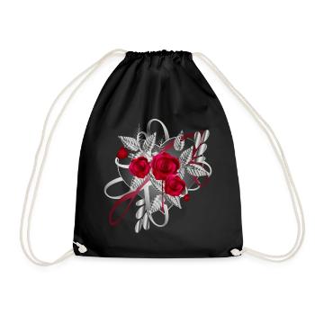 Composition argentée de la Saint-Valentin avec des roses - Sac de sport léger - noir - Devant