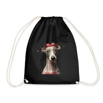Italian Greyhound Valentins Tag - Turnbeutel - Schwarz - Vorne