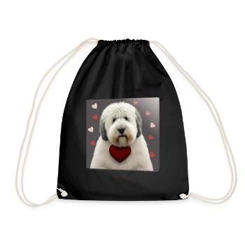 Old English Sheepdog Valentines Day - Drawstring Bag - black - Front