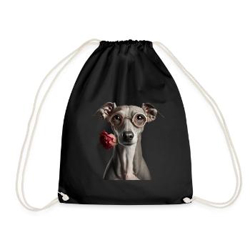 Italian Greyhound Valentins Tag - Turnbeutel - Schwarz - Vorne