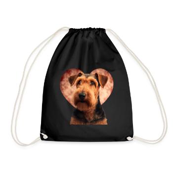Airedale Terrier Valentine's Day - Drawstring Bag - black - Front