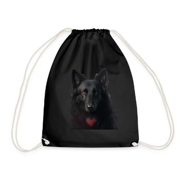 Schwarzer Schäferhund Valentins Tag - Turnbeutel - Schwarz - Vorne