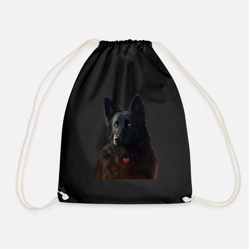 Schwarzer Schäferhund Valentins Tag - Turnbeutel - Schwarz