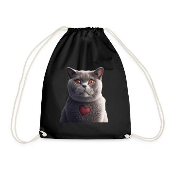 British Shorthair Valentine's Day - Drawstring Bag - black - Front