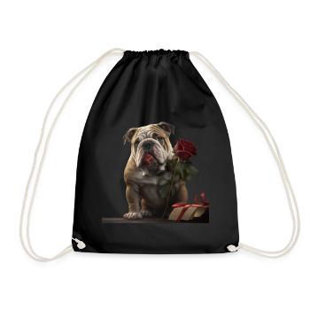 Old English Bulldog Valentines Day - Drawstring Bag - black - Front