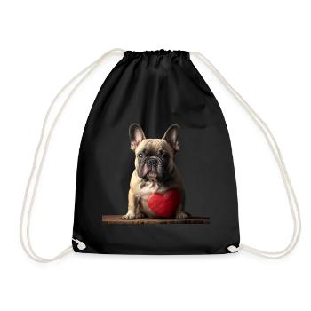 Französische Bulldogge Valentins Tag - Turnbeutel - Schwarz - Vorne