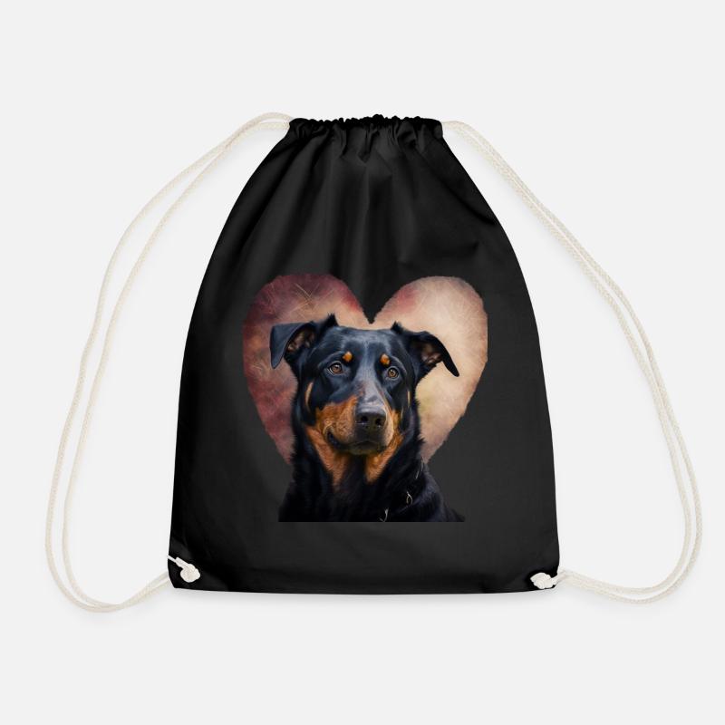 Beauceron Valentine's Day - Drawstring Bag - black
