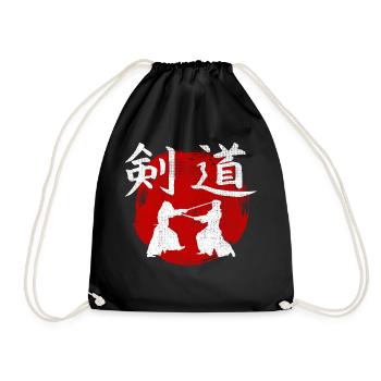 Kendo Martial Art MMA Kanji Japan Gym - Drawstring Bag - black - Front