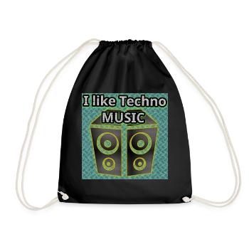 I Like Techno - Music - 2023 - Drawstring Bag - black - Front
