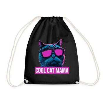 Cooles Katzenmama-Design im futuristischen Stil - Turnbeutel - Schwarz - Vorne