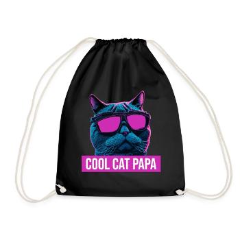Cool Cat Papa Futuristic Style Design - Drawstring Bag - black - Front