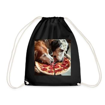 Deux chiens mangeant de la pizza salami - Sac de sport léger - noir - Devant