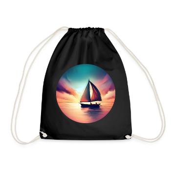 Segelboot segelt in den Sonnenuntergang Schöne - Turnbeutel - Schwarz - Vorne